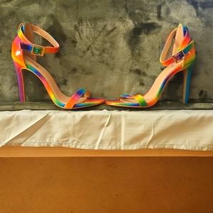 Multi Color Women's Stiletto Ankle Strap Size 6 1/2